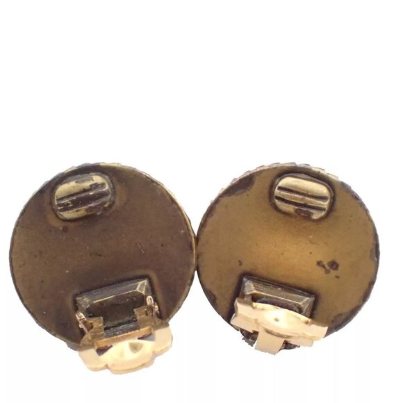 CHANEL CC Logo Color Stone Round Button Earrings Clip-On 00A Blue GHW 34KA602 - Picture 6 of 15